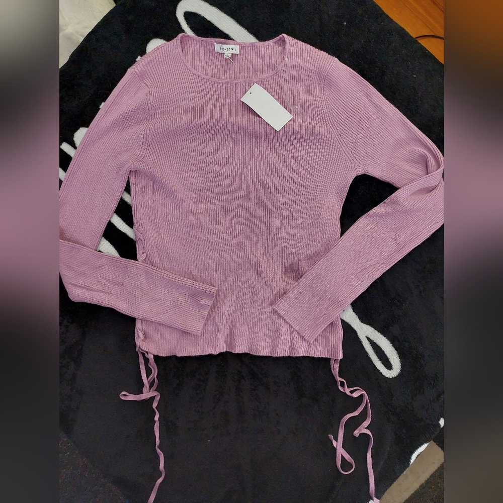 Hooked Up by IOT Lavender Ribbed Long Sleeve Top